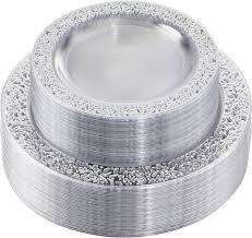Fancy Feast Clear Plate W/silver 50pc