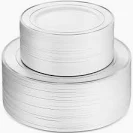 50 Pk Plate Set Hammered Design