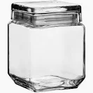 Glass Jar Square  With Lid 34 Oz