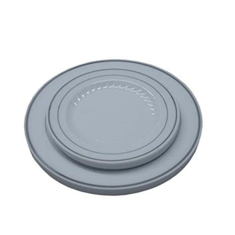 Fancy Feast 50 Plastic Plates Silver Set