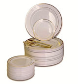 Fancy Feast 50 Plastic Plates Gold Set