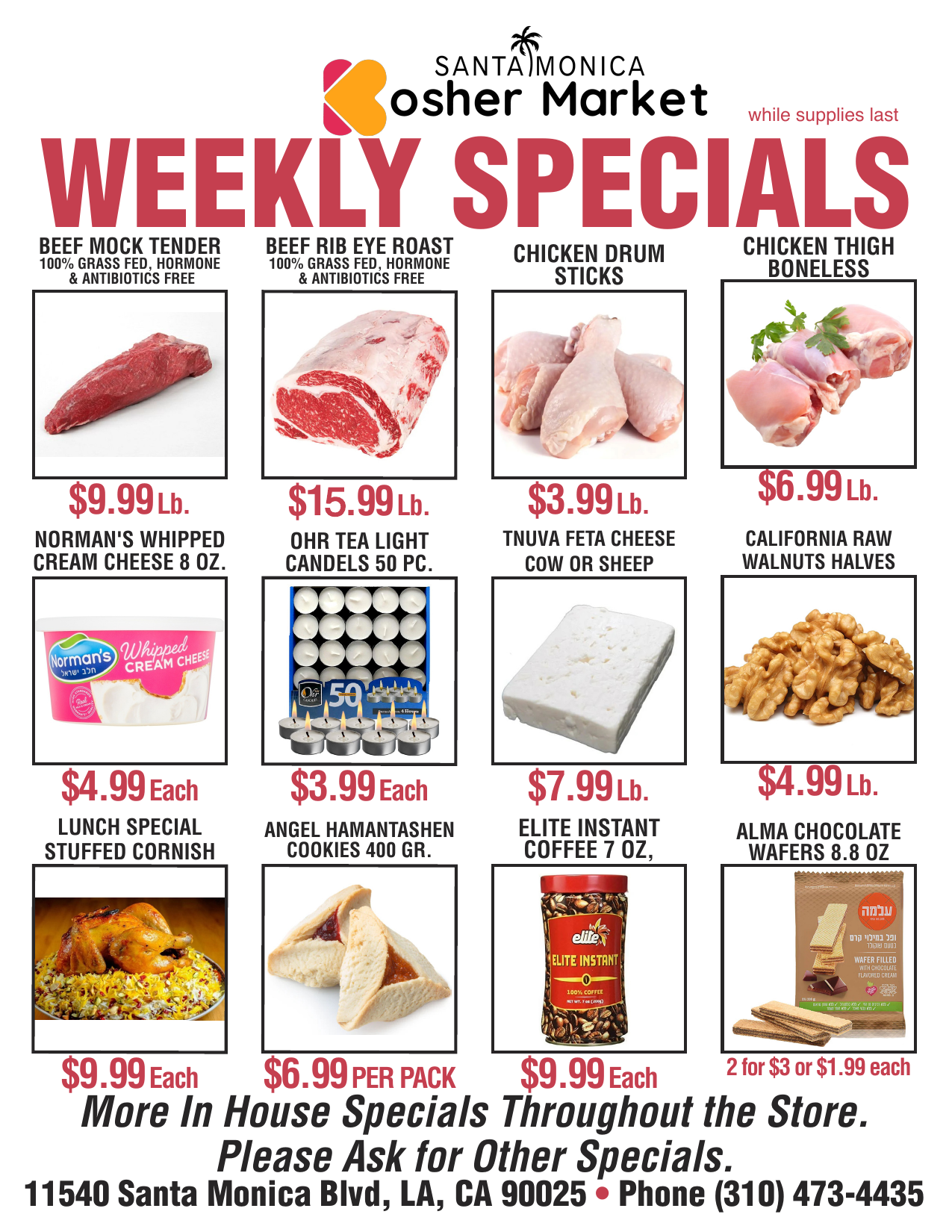 Santa Monica Kosher Market Weekly Specials – Meat, Dairy, Grocery